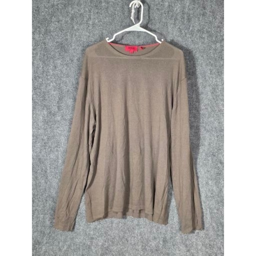 VTG HUGO BOSS Men Long Sleeve Crew Neck Knit Sweater Taupe‎ XXL Made in Italy